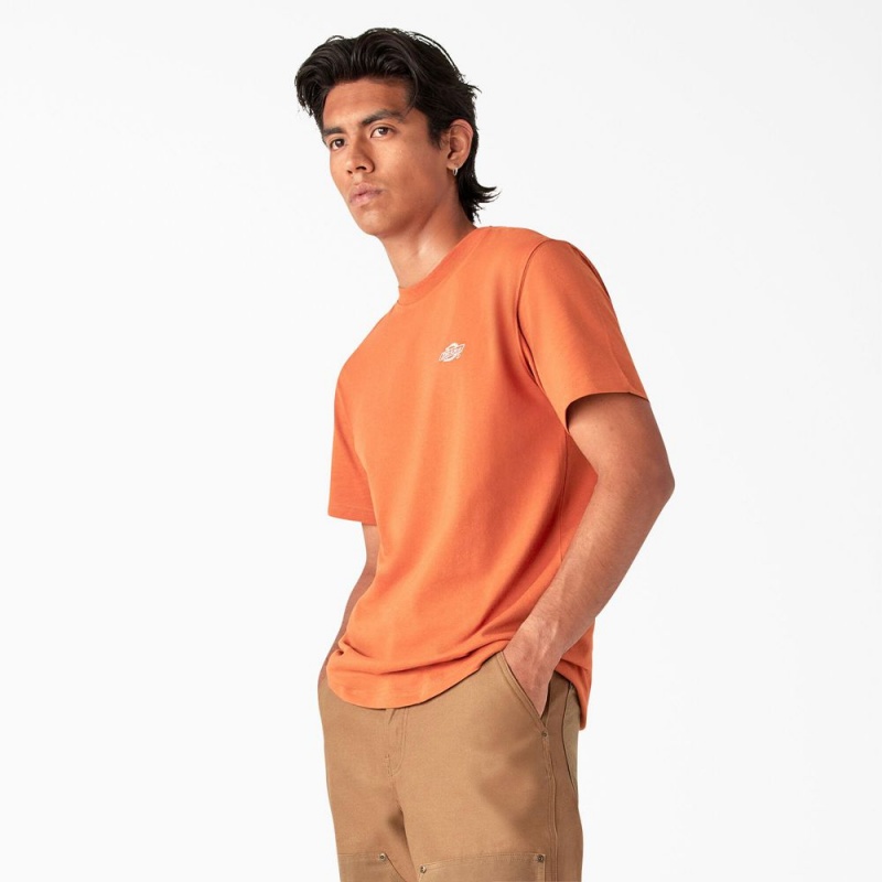 Orange Men's Dickies Summerdale Short Sleeve T-Shirt | VJI436987