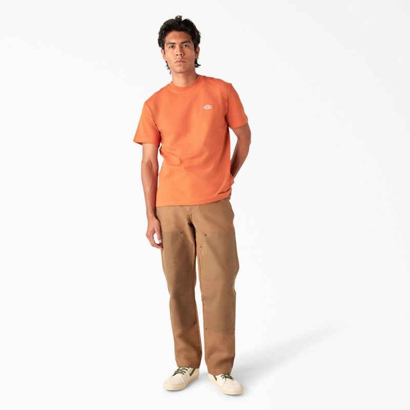 Orange Men's Dickies Summerdale Short Sleeve T-Shirt | VJI436987