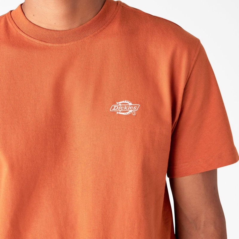 Orange Men's Dickies Summerdale Short Sleeve T-Shirt | VJI436987