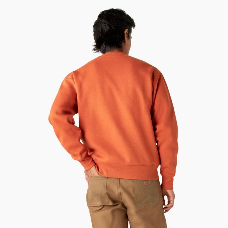 Orange Men's Dickies Summerdale Sweatshirt | QZI916835