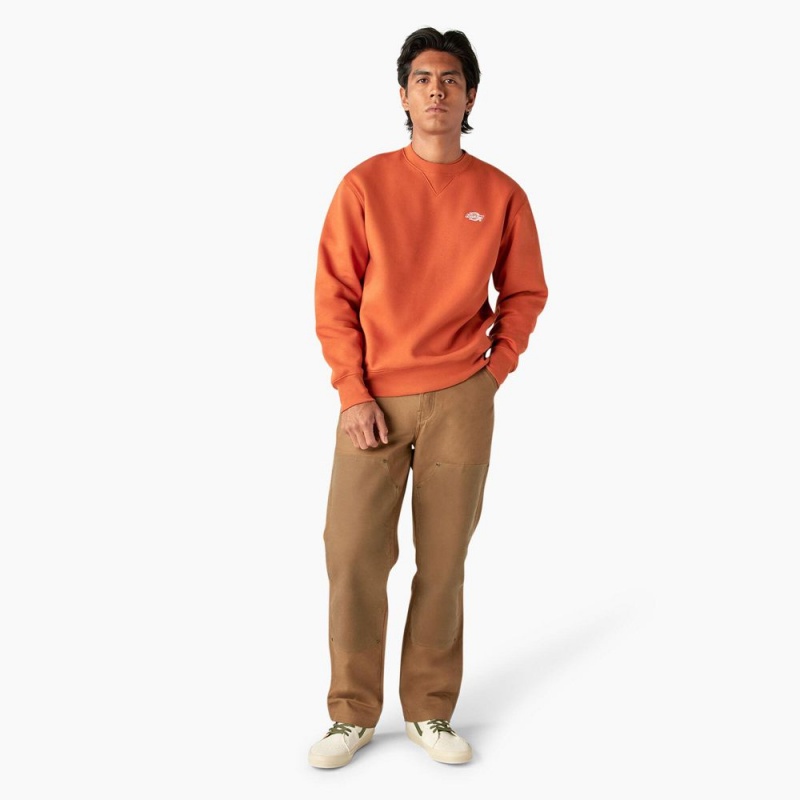 Orange Men's Dickies Summerdale Sweatshirt | QZI916835