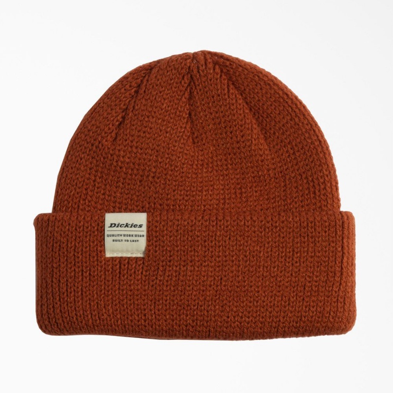 Orange Men\'s Dickies Thick Knit Beanie | THP189650