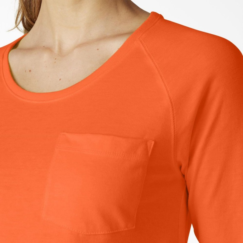 Orange Women's Dickies Cooling Long Sleeve Pocket T-Shirt | AQK709136