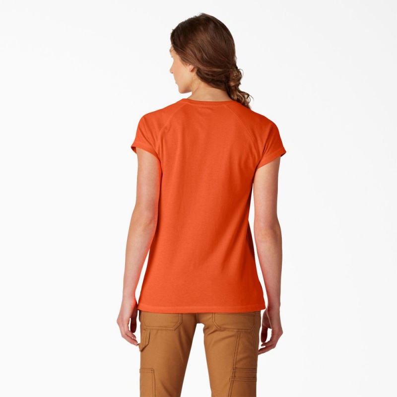 Orange Women's Dickies Cooling Short Sleeve Pocket T-Shirt | LJH540978