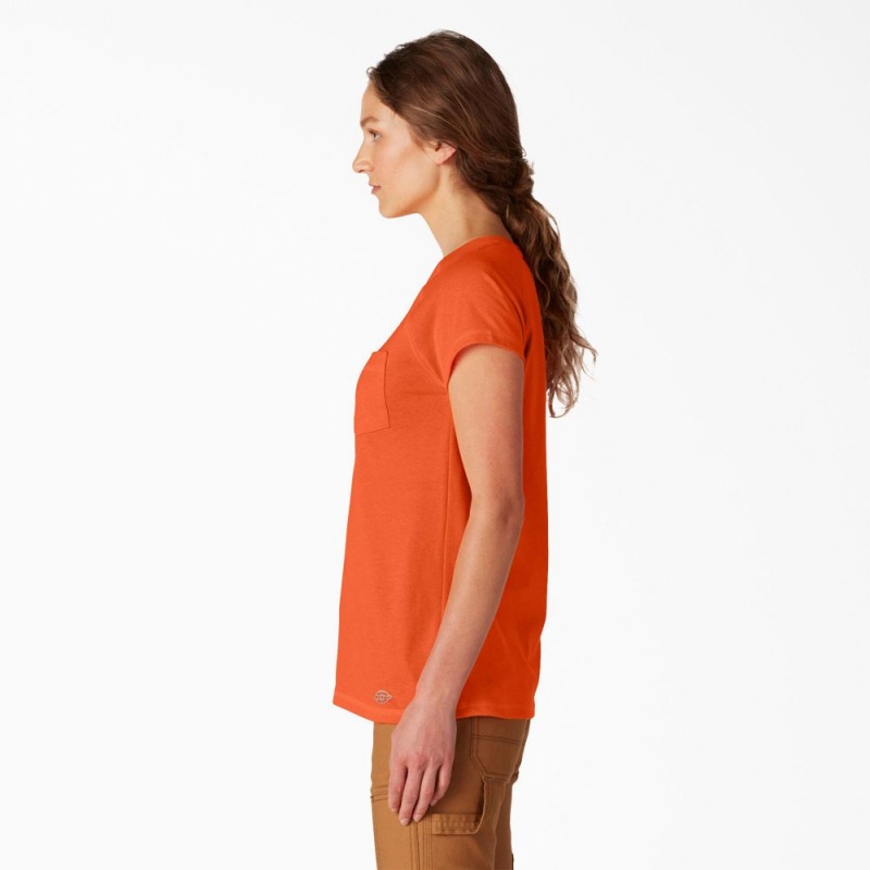 Orange Women's Dickies Cooling Short Sleeve Pocket T-Shirt | LJH540978