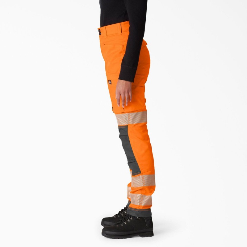 Orange Women's Dickies Hi Vis High Rise Pants | QZP946821