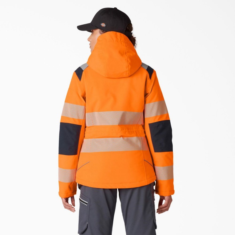 Orange Women's Dickies Hi Vis Insulated Performance Jacket | RLM267983