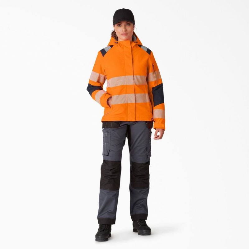 Orange Women's Dickies Hi Vis Insulated Performance Jacket | RLM267983