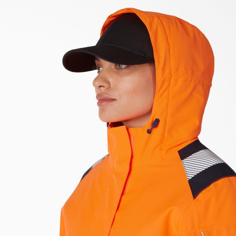 Orange Women's Dickies Hi Vis Insulated Performance Jacket | RLM267983