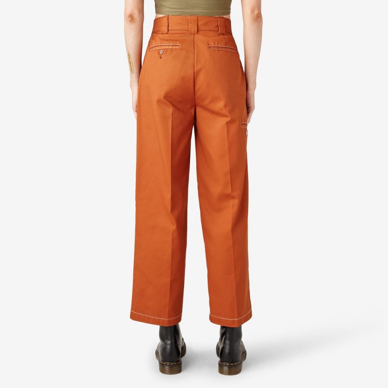 Orange Women's Dickies Relaxed Fit Double Knee Pants | EXL329074