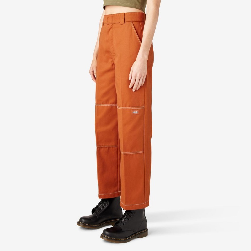 Orange Women's Dickies Relaxed Fit Double Knee Pants | EXL329074