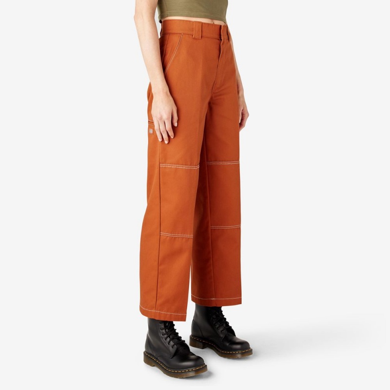 Orange Women's Dickies Relaxed Fit Double Knee Pants | EXL329074