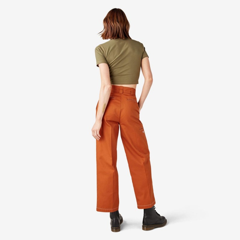 Orange Women's Dickies Relaxed Fit Double Knee Pants | EXL329074