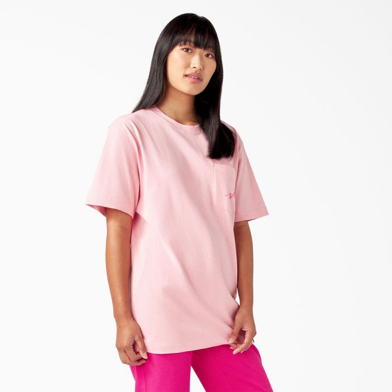 Pink Men's Dickies Breast Cancer Awareness Heavyweight T-Shirt | TMO294510