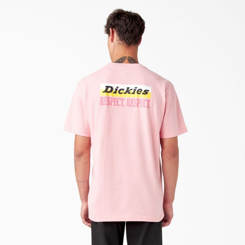 Pink Men's Dickies Breast Cancer Awareness Heavyweight T-Shirt | TMO294510