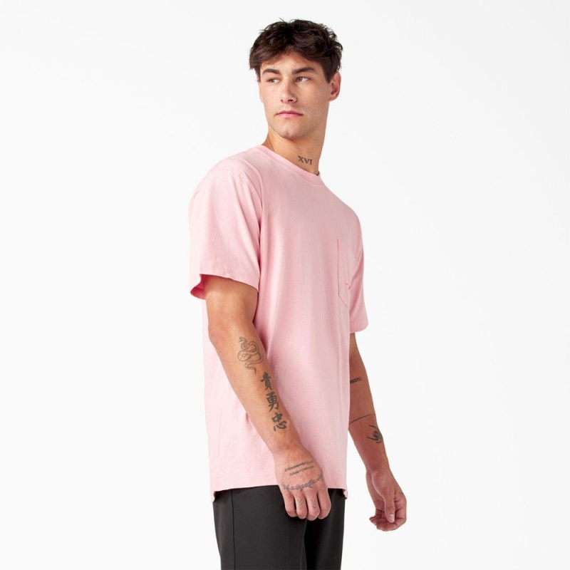 Pink Men's Dickies Breast Cancer Awareness Heavyweight T-Shirt | TMO294510