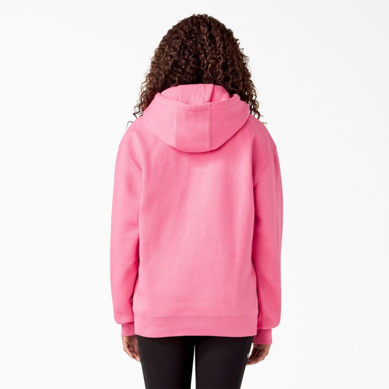 Pink Men's Dickies Breast Cancer Awareness Logo Hoodie | RWT928310