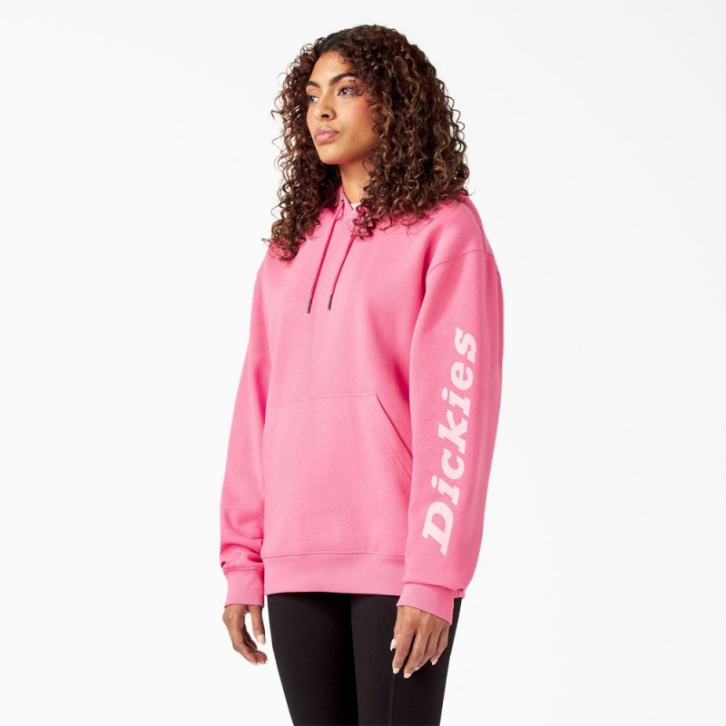 Pink Men's Dickies Breast Cancer Awareness Logo Hoodie | RWT928310