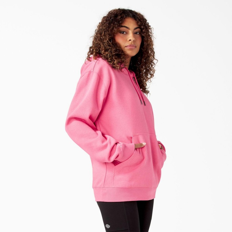 Pink Men's Dickies Breast Cancer Awareness Logo Hoodie | RWT928310