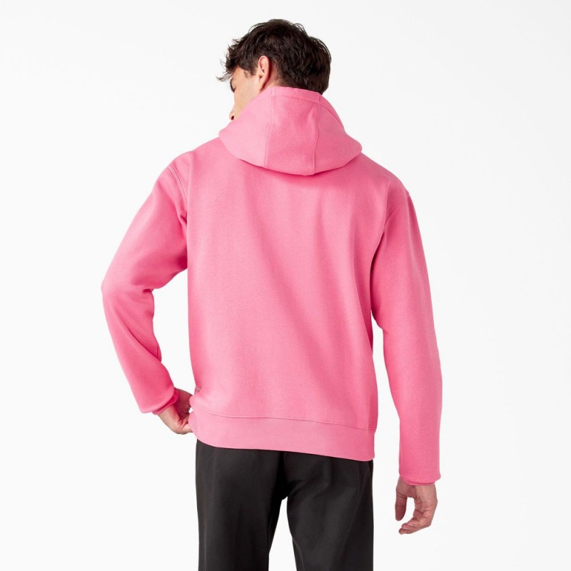 Pink Men's Dickies Breast Cancer Awareness Logo Hoodie | RWT928310