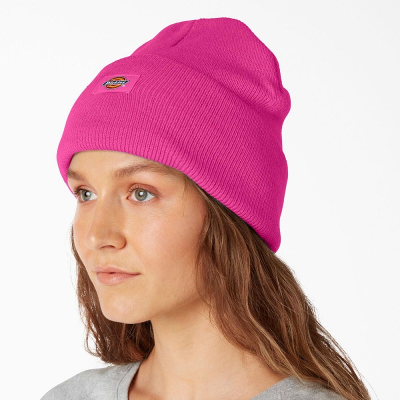 Pink Men's Dickies Cuffed Knit Beanie | SHN813705