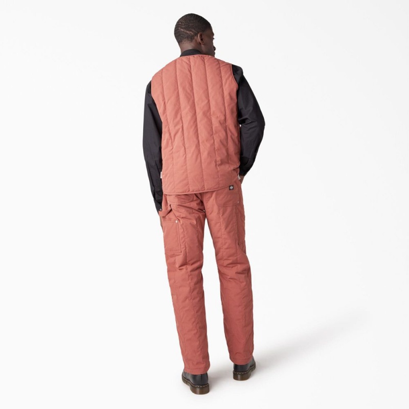 Pink Men's Dickies Premium Collection Quilted Vest | BPY560821