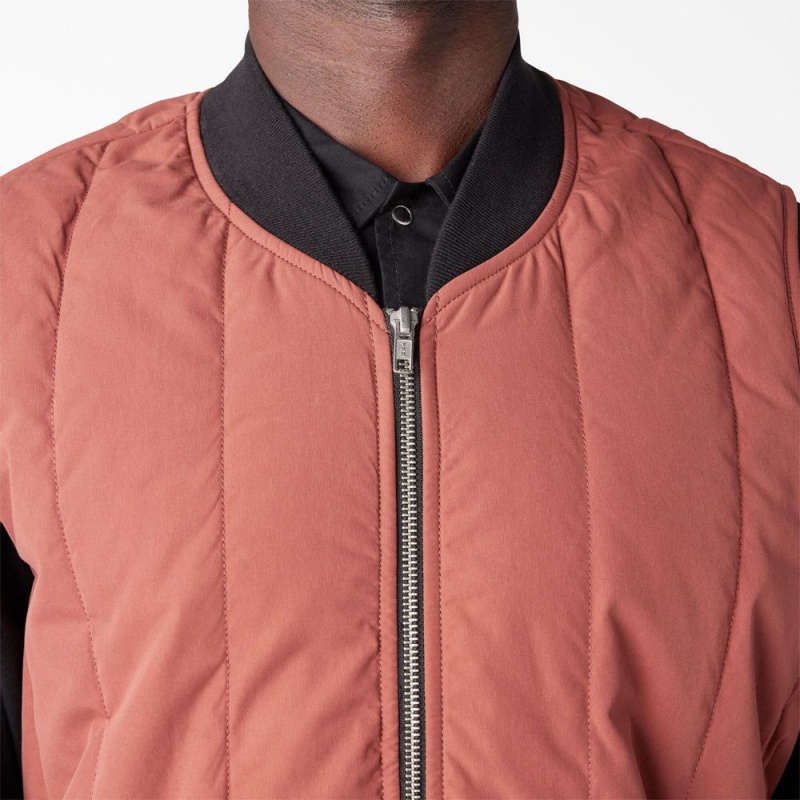 Pink Men's Dickies Premium Collection Quilted Vest | BPY560821