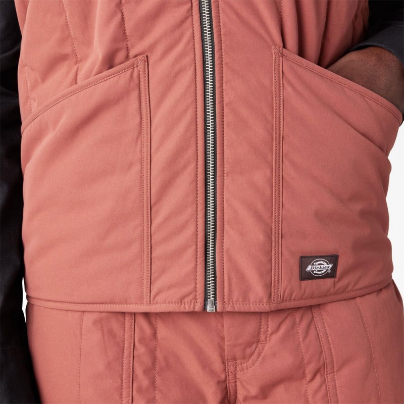 Pink Men's Dickies Premium Collection Quilted Vest | BPY560821