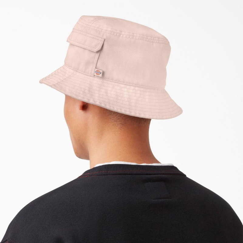 Pink Men's Dickies Script Logo Bucket Hat | RET981645