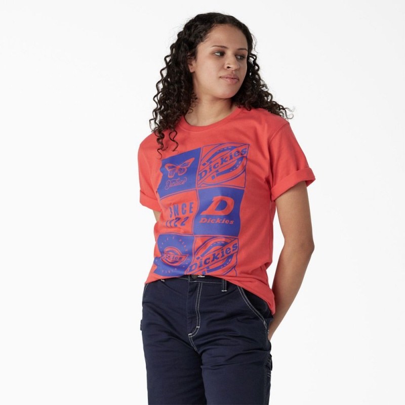 Pink Women\'s Dickies Graphic Band T-Shirt | JFV567938