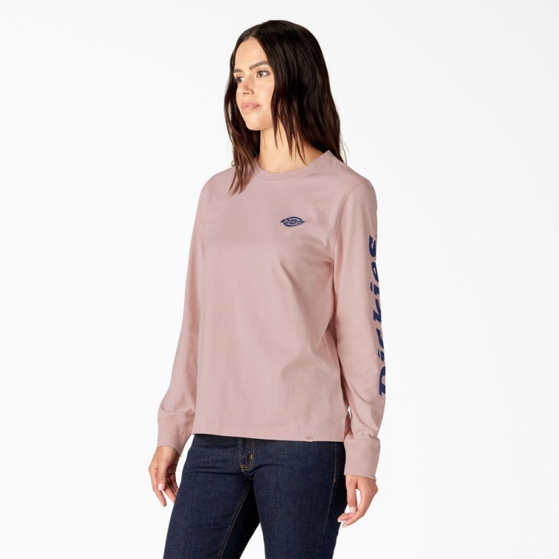 Pink Women's Dickies Long Sleeve Heavyweight Graphic T-Shirt | OSW987462