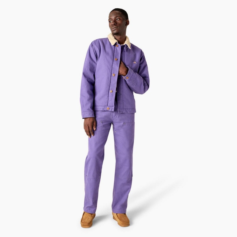 Purple Men's Dickies Duck Canvas High Pile Fleece Jacket | DFN657342