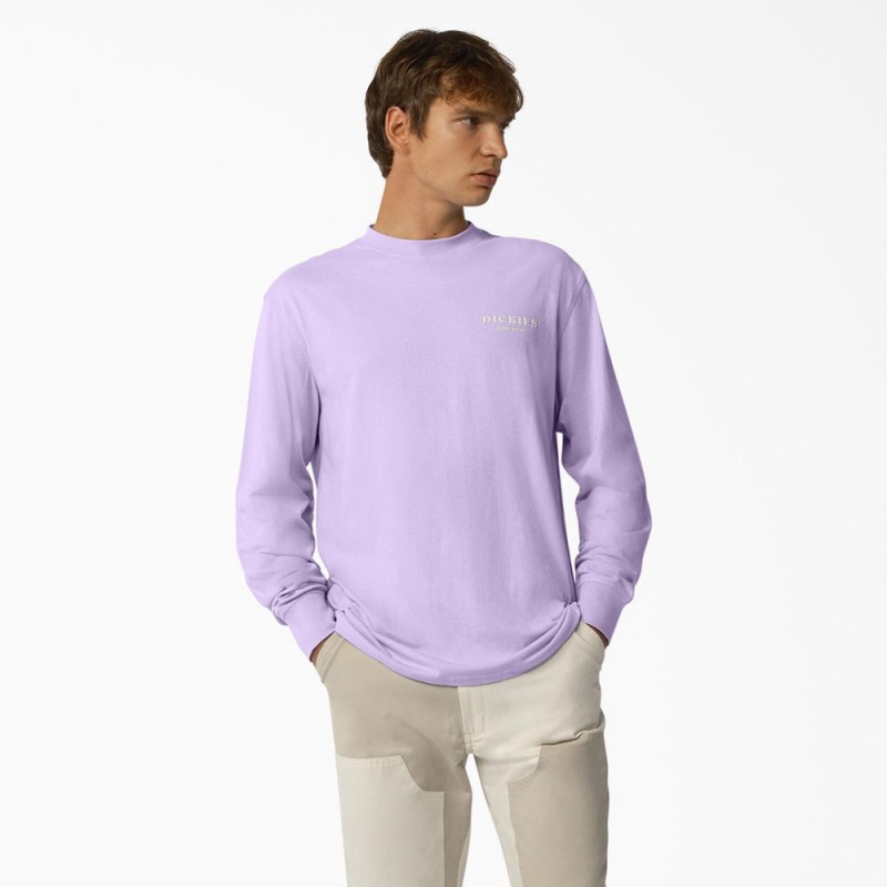 Purple Men's Dickies Oatfield Long Sleeve T-Shirt | PDX456270