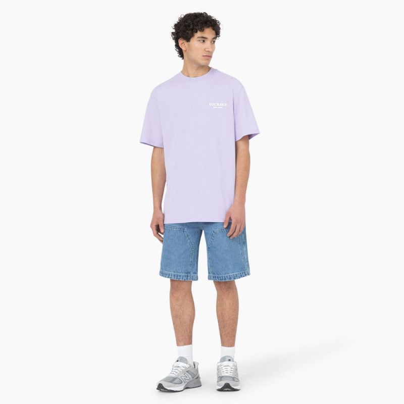 Purple Men's Dickies Oatfield Short Sleeve T-Shirt | AOW852347