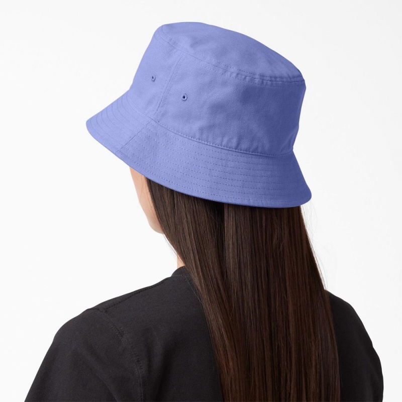 Purple Men's Dickies Script Logo Canvas Bucket Hat | DLN739846