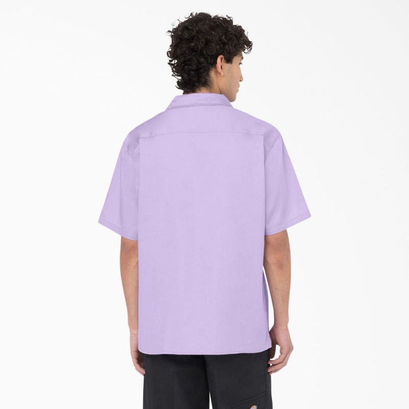 Purple Men's Dickies Westover Short Sleeve Shirt | PYI670329