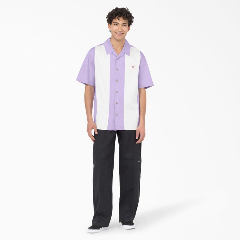 Purple Men's Dickies Westover Short Sleeve Shirt | PYI670329