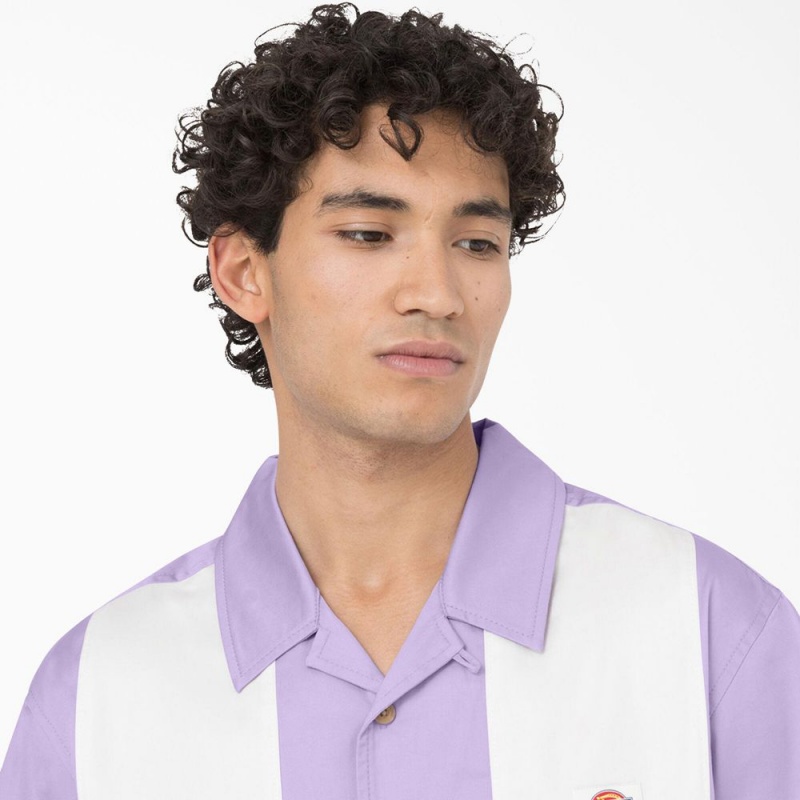 Purple Men's Dickies Westover Short Sleeve Shirt | PYI670329