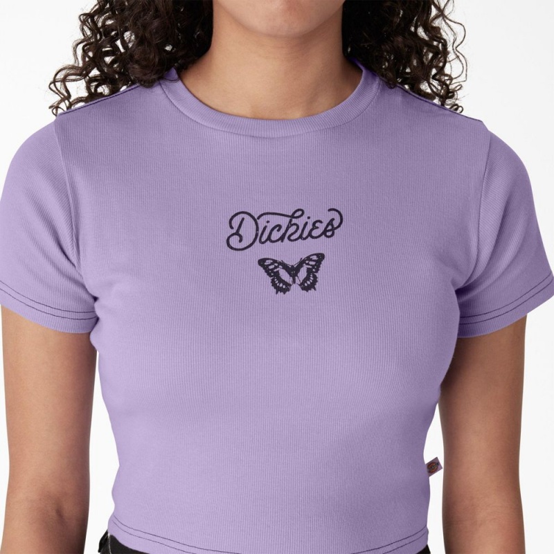 Purple Women's Dickies Butterfly Graphic Cropped Baby T-Shirt | SEK034197