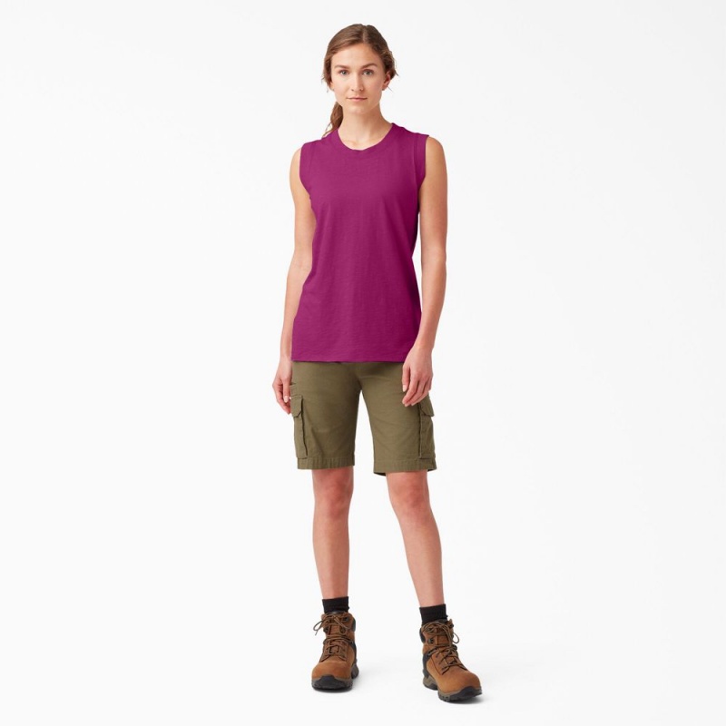 Purple Women's Dickies Classic Tank Top | JID184753