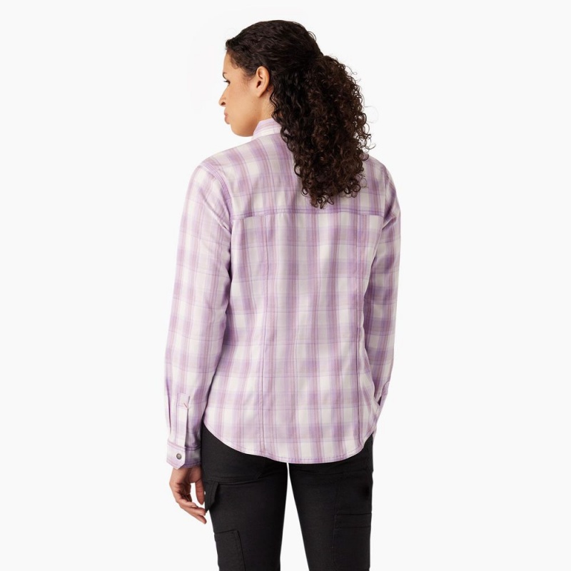 Purple Women's Dickies Cooling Roll-Tab Work Shirts | NAP276938