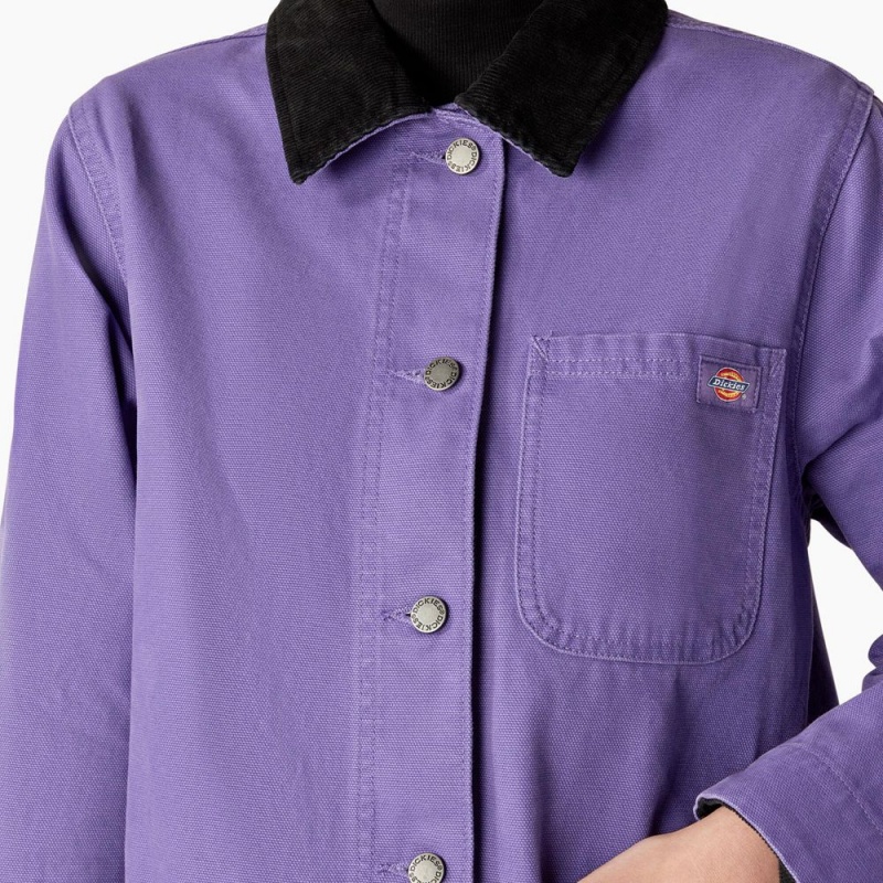 Purple Women's Dickies Duck Canvas Chore Coat Jacket | GRV745128