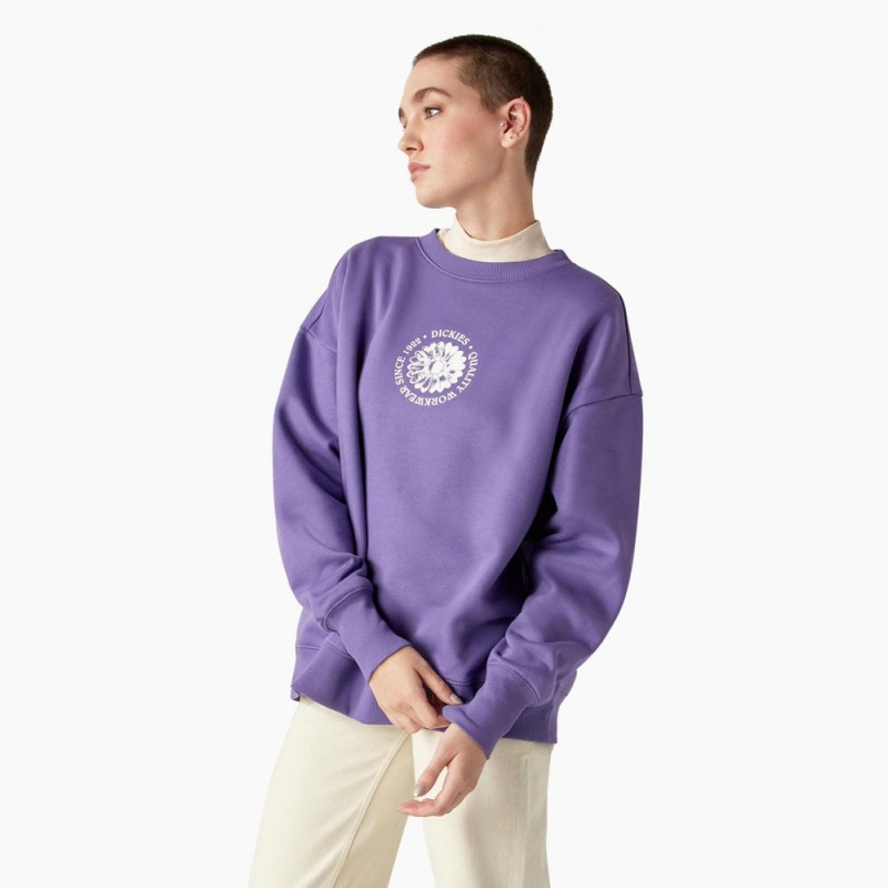 Purple Women's Dickies Garden Plain Sweatshirt | OBS483715