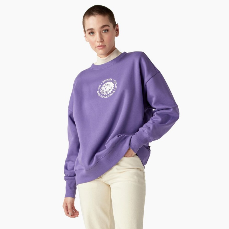 Purple Women\'s Dickies Garden Plain Sweatshirt | OBS483715