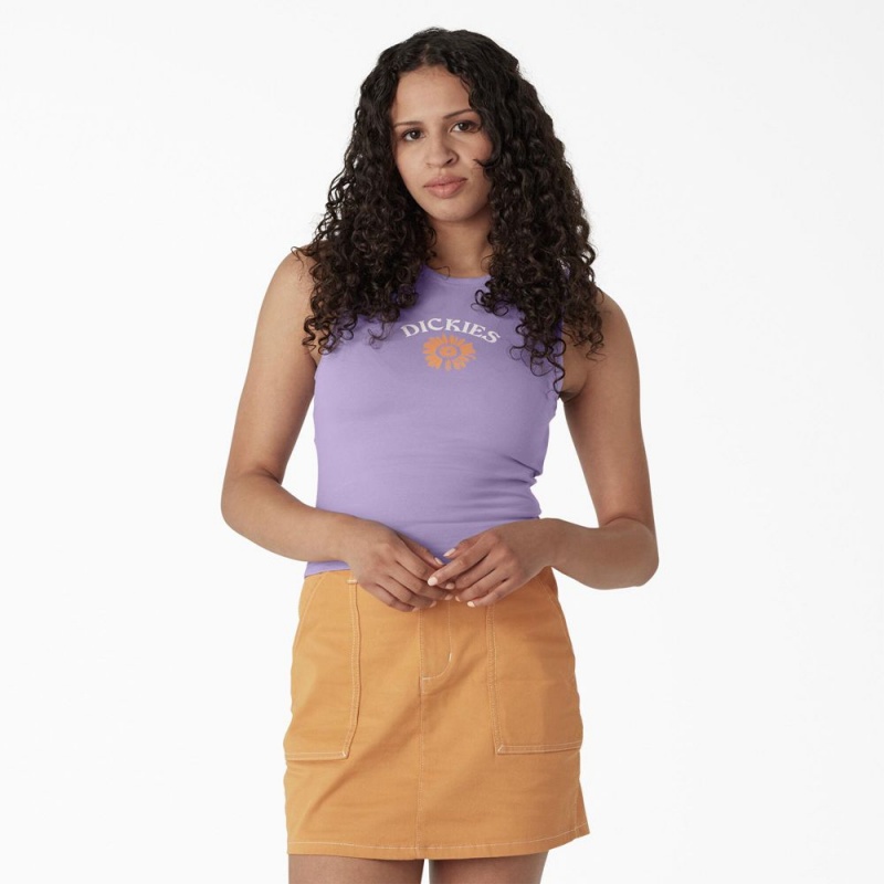 Purple Women\'s Dickies Graphic Cropped Tank Top | UEW598137