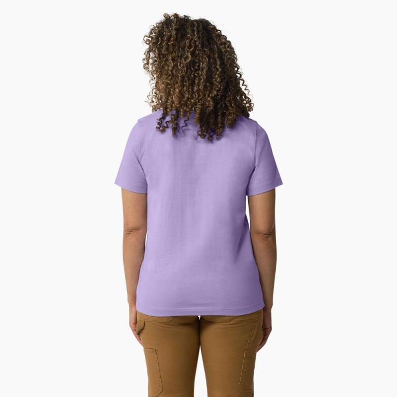 Purple Women's Dickies Heavyweight Logo T-Shirt | KCR093567