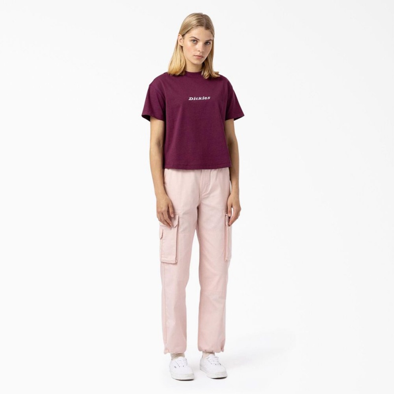 Purple Women's Dickies Loretto Cropped T-Shirt | VWS912754