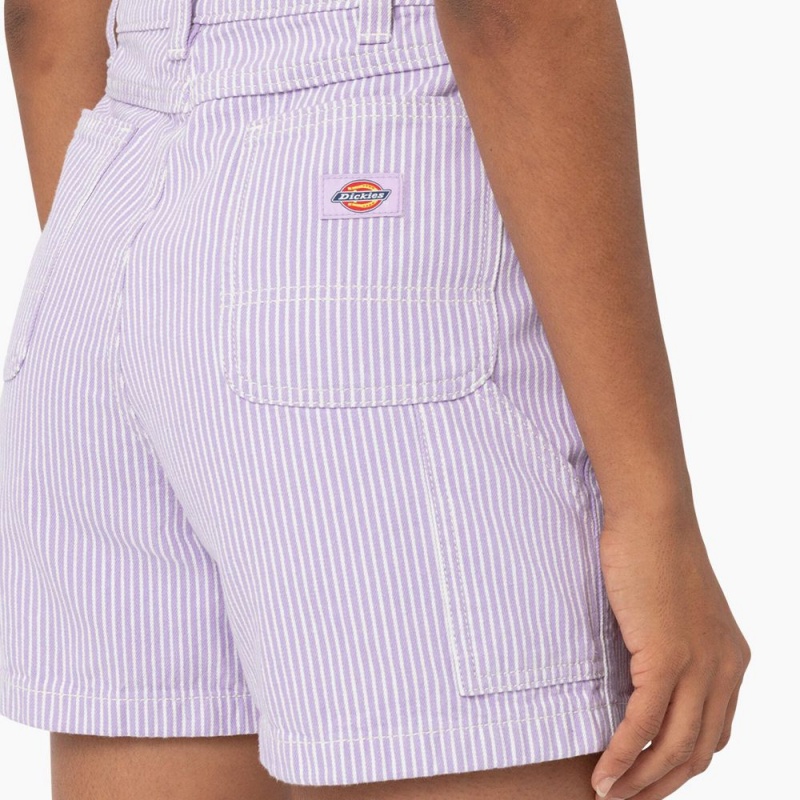 Purple Women's Dickies Regular Fit Hickory Stripe Shorts | ERM951247