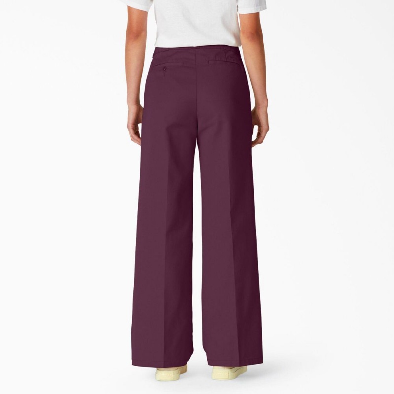 Purple Women's Dickies Regular Fit Wide Leg Work Pants | UTB582607