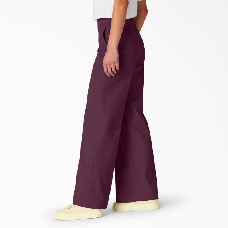 Purple Women's Dickies Regular Fit Wide Leg Work Pants | UTB582607